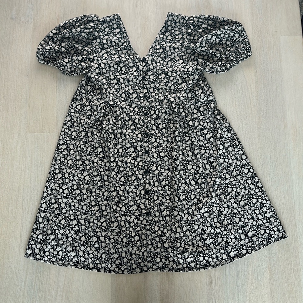 Zara Black and White Floral Kids Casual Dress